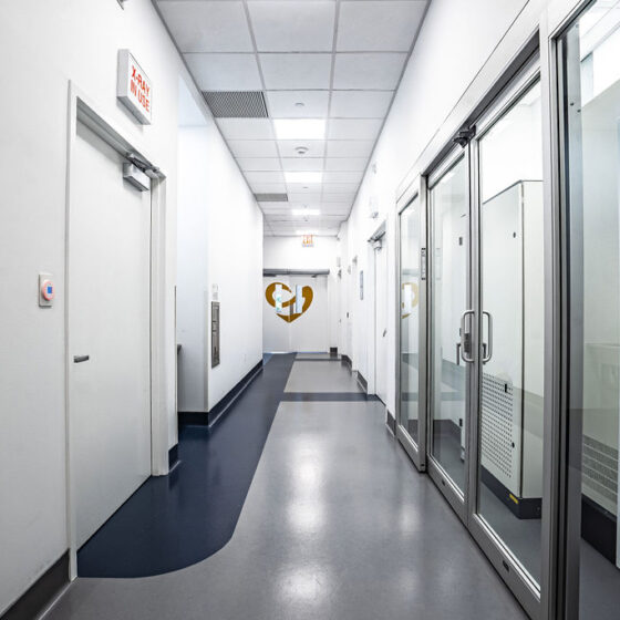 A hallway in Sorin Medical Facility recovery area