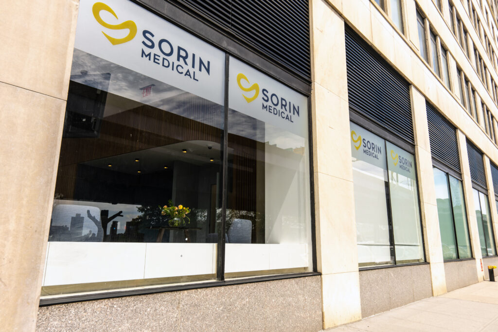 Exterior view Sorin Medical facility at 120 Wall Street